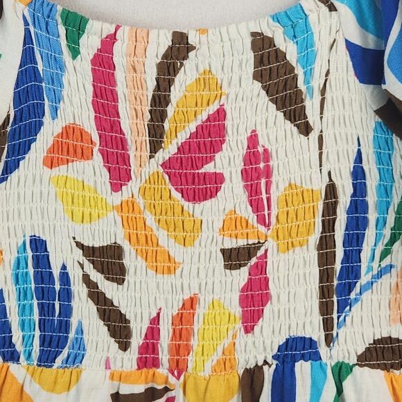 Tabitha Brown Target Mini Dress Women SZ LG Botanical Print Linen Blend Pockets - Picture 11 of 16